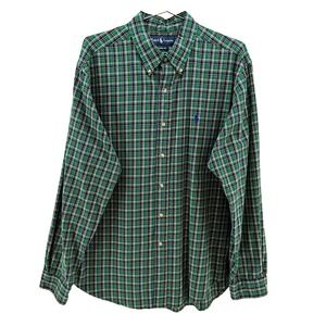 RALPH LAUREN Plaid Button‎ Down Shirt • XL Classic Fit • green, navy, red